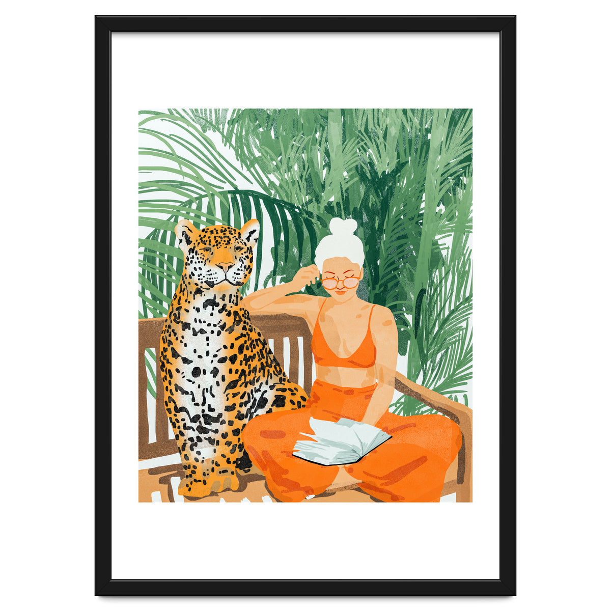 Jungle Vacay | Modern Bohemian Blonde Woman Tropical Travel | Leopard Wildlife Forest Reader