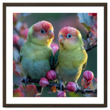 Two Lovebirds On A Branch Surrounded By Berries thumbnail