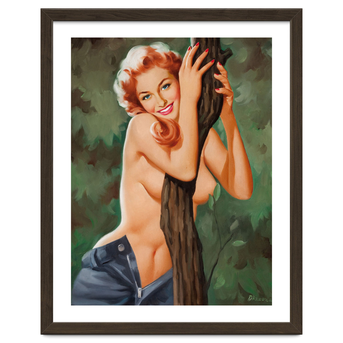 Topless Pinup Behind The Tree