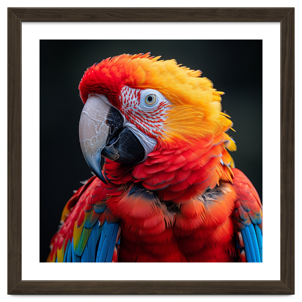 Scarlet Macaw Parrot Portrait Vivid Colors