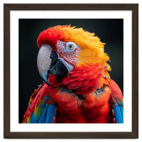 Scarlet Macaw Parrot Portrait Vivid Colors