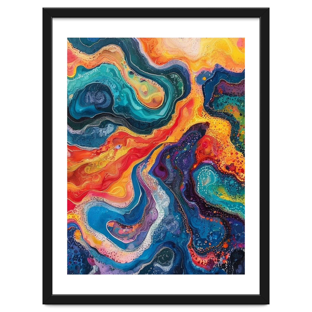 Vibrant Fluid Acrylic Pour Abstract Art