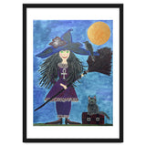 Cassandra, the Little Witch, with Merlin, the cat, and Circe, the Raven thumbnail