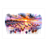 Flamingo Sunset On The Coast (Print Only)