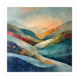 Abstract Mountain Landscape Painting with Textured Rolling Hills (Print Only) thumbnail