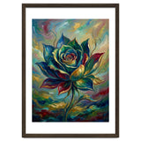 Enchanted Teal and Gold Rose Impasto Oil Painting thumbnail