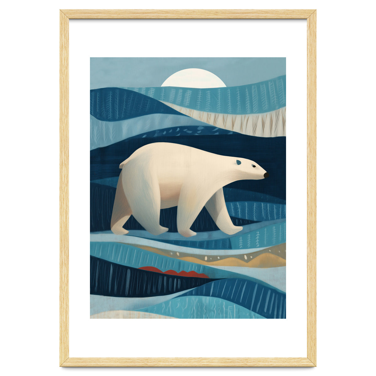 Polar Bear In The Blue Arctic