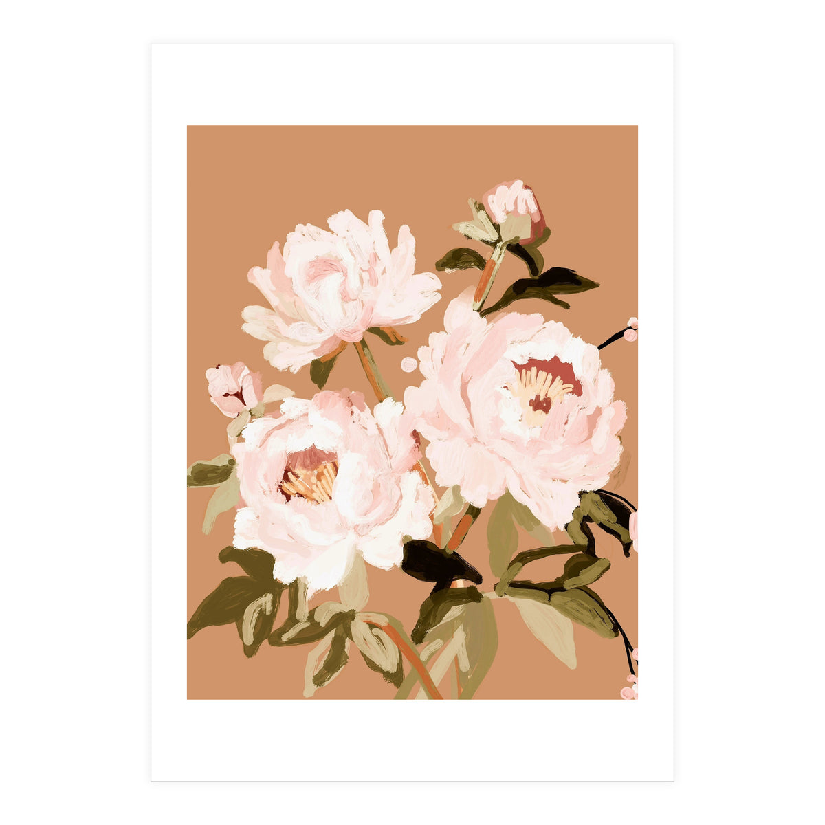 Blush Peony Painting, Floral Wall Art, Neutral Flower Print, Peony Art  (Print Only)