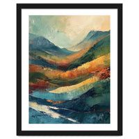 Textured Impasto Mountain Valley Landscape