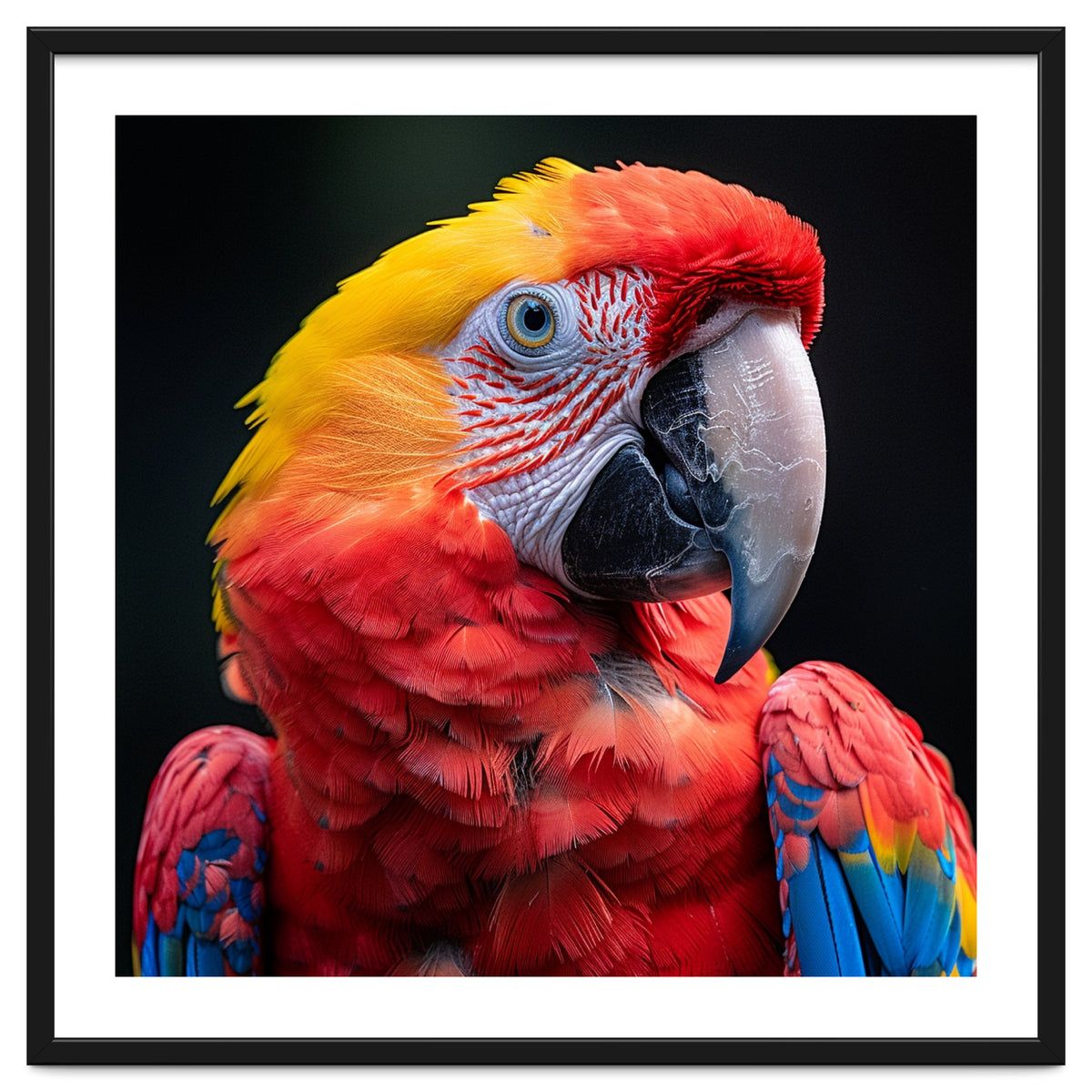 Scarlet Macaw Parrot Headshot Vibrant Colors
