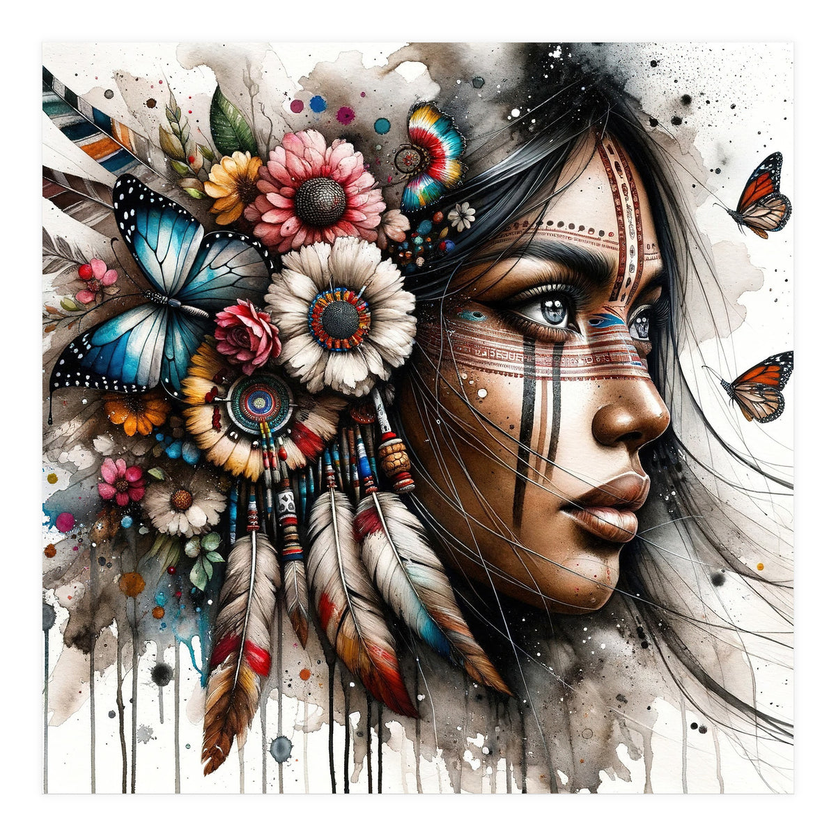 Watercolor Native American Woman #2 (Print Only)