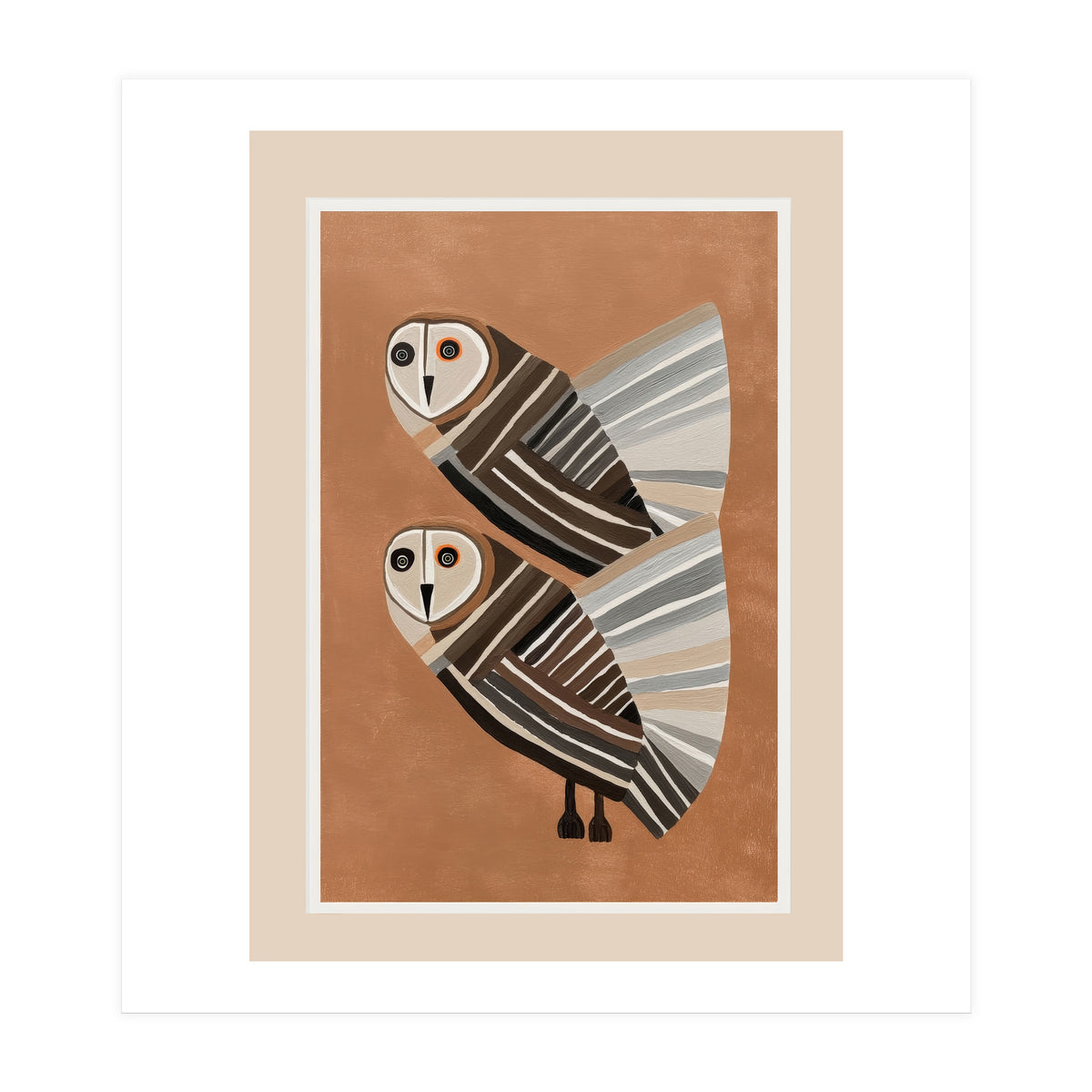 Striped Owl Pair (Print Only)
