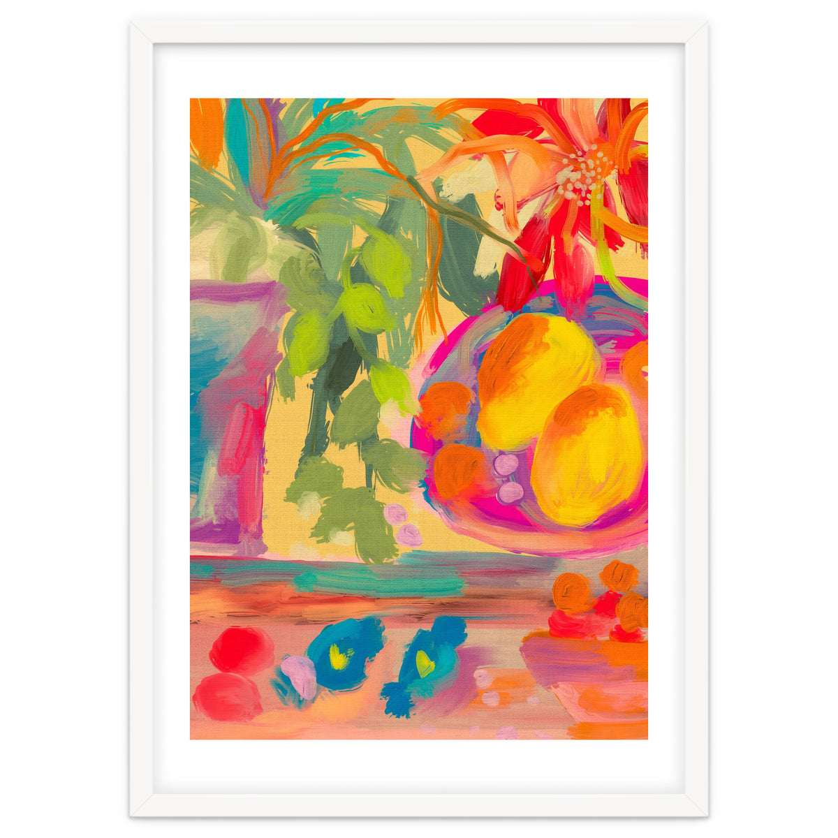Colorful abstract summer lemons floral still life