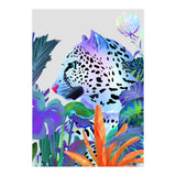Holographic Leopard, Tropical Jungle Eclectic Nature, Colorful Botanical Wildlife, Boho Contemporary Animals, Tiger Cheetah Cat Maximalism (Print Only) thumbnail