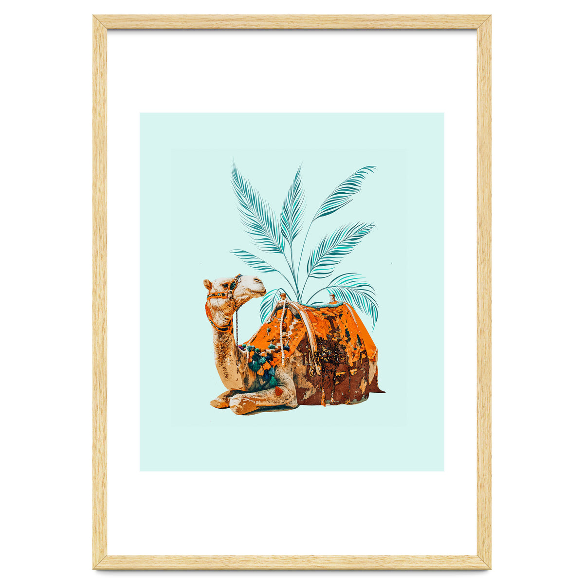 Camel Ride, Modern Bohemian Eclectic Animals, India Culture Travel Palm Desert Painting