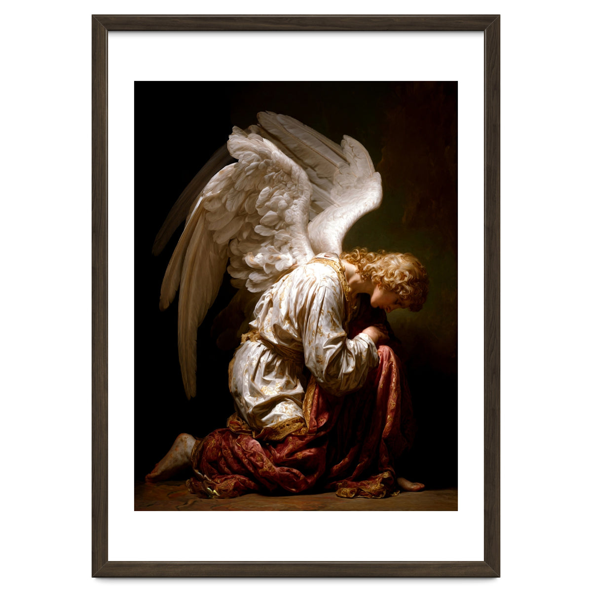 Kneeling Down Angel Renaissance inspired Religious Art