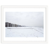 Traces of driving a car on a snowy coast thumbnail