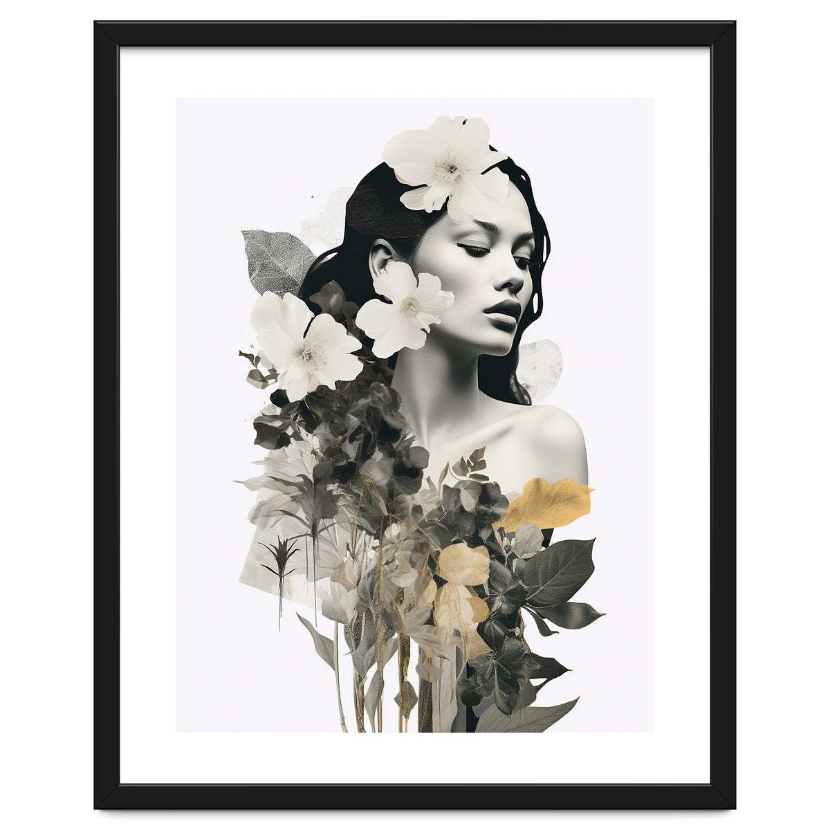 Collage Of A Woman And Flowers