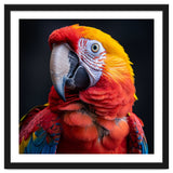 Scarlet Macaw Parrot Head Detailed Portrait Black thumbnail