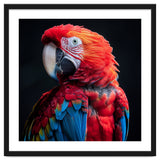Scarlet Macaw Parrot Detailed Feather Close Up Portrait thumbnail
