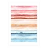 Watercolour Abstract Stripes Red Blue (Print Only) thumbnail