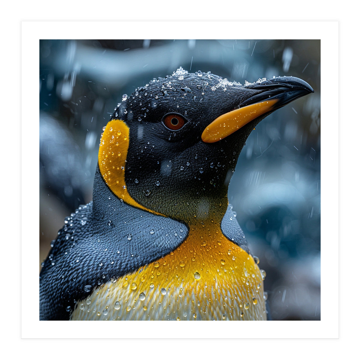 King Penguin Close Up In The Rain (Print Only)