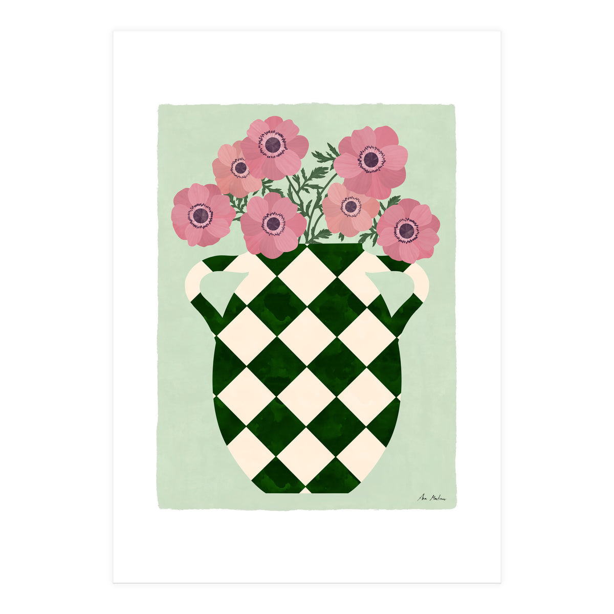 Checkered vase with anemones (Print Only)
