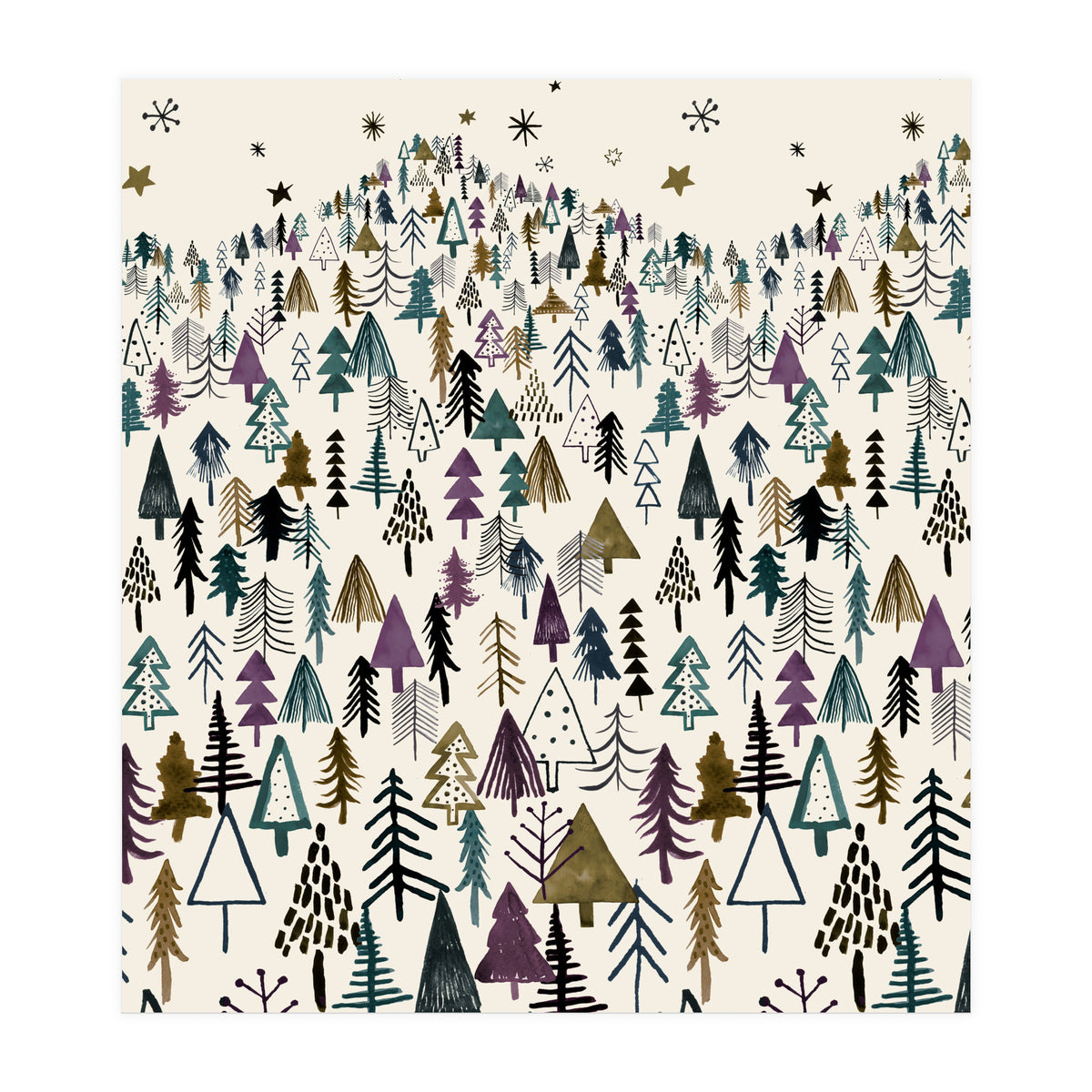 Mountain Forest Trees Winter (Print Only)