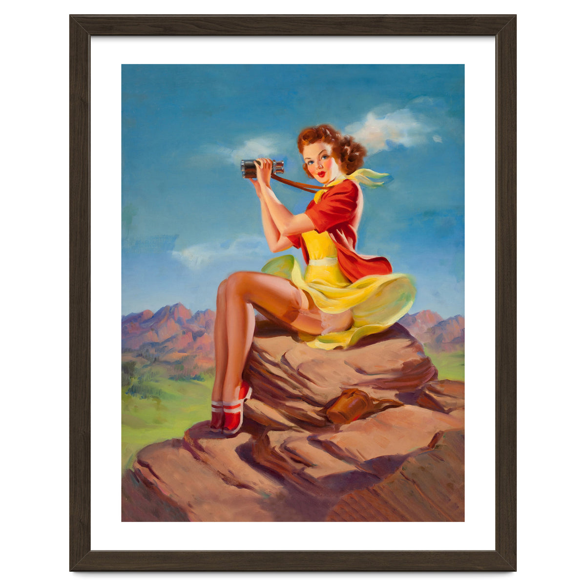 Pinup Sexy Binoculars Girl