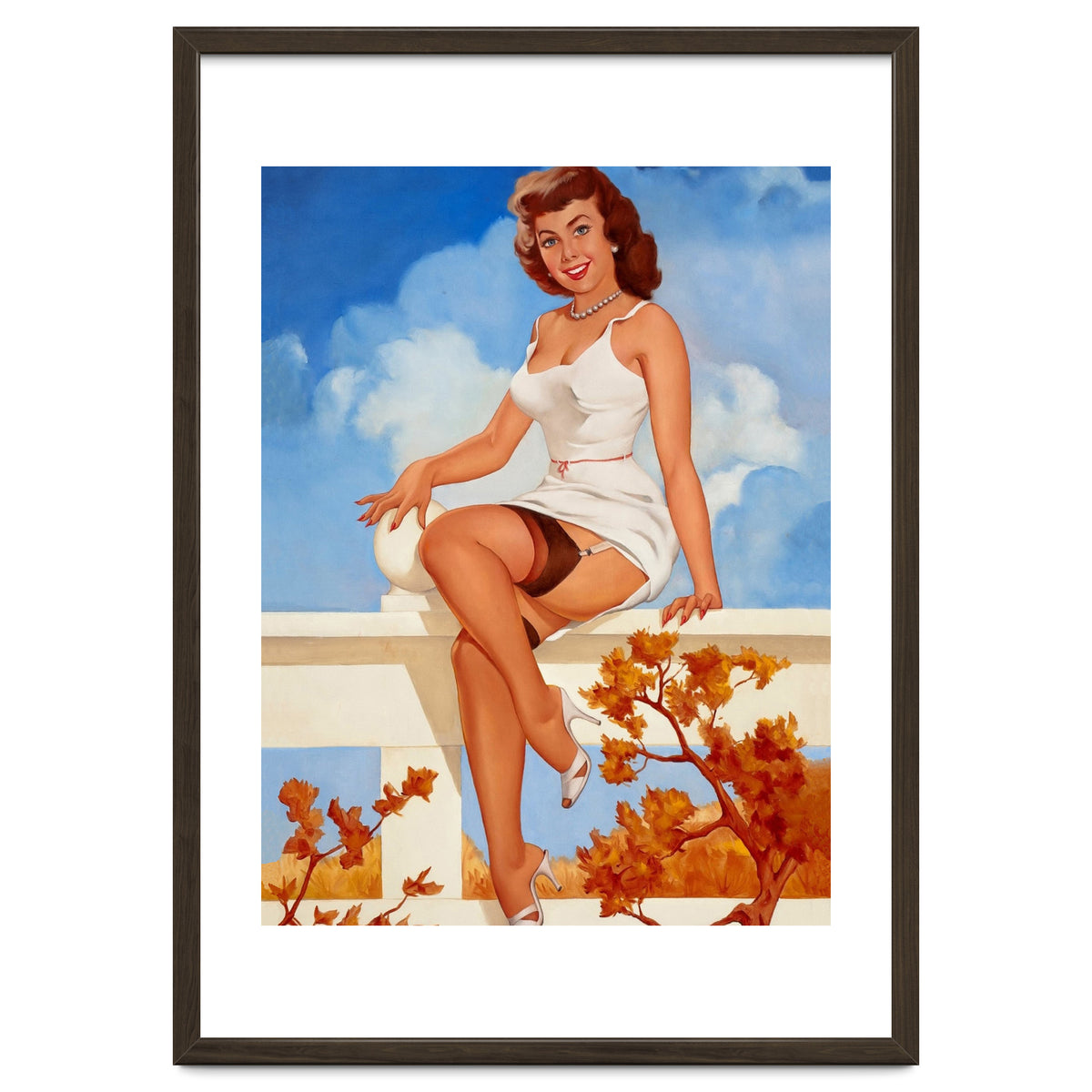 Beautiful Pinup Girl Posing On A Fence