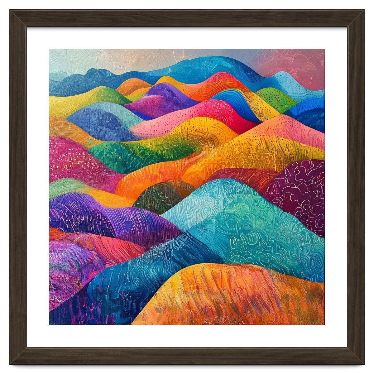 Vibrant Rainbow Rolling Hills Landscape