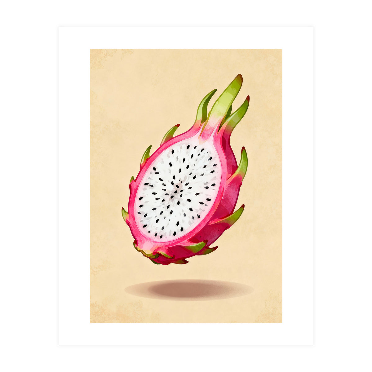 Dragonfruit, Watercolor Illustration, Tropical Pink Art (Print Only)