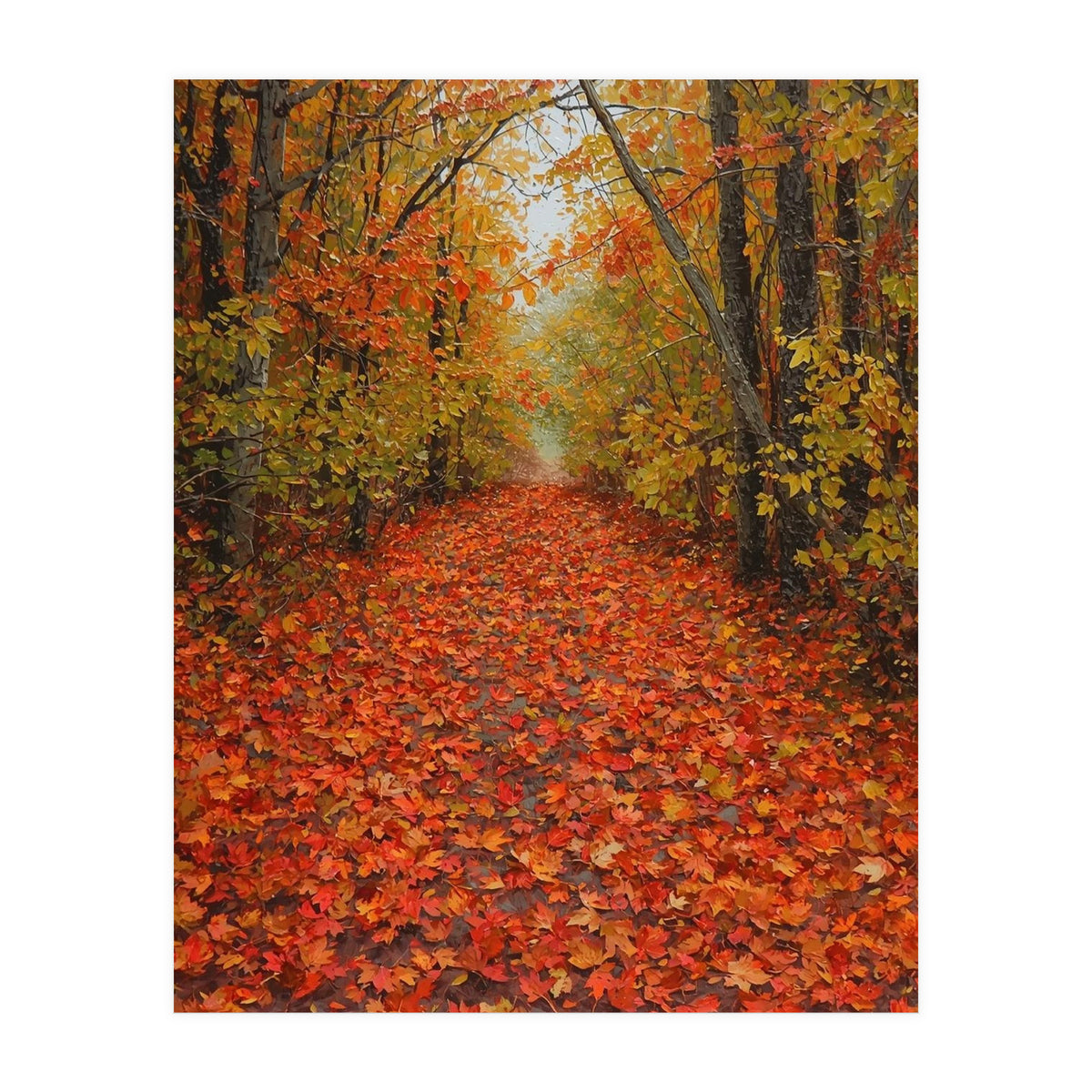 Lush Autumn Forest Path Covered (Print Only)