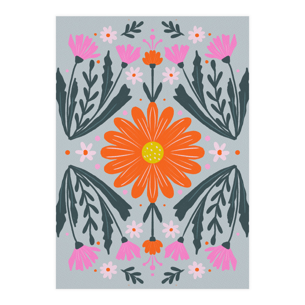 Orange Flower with pink buds (Print Only)