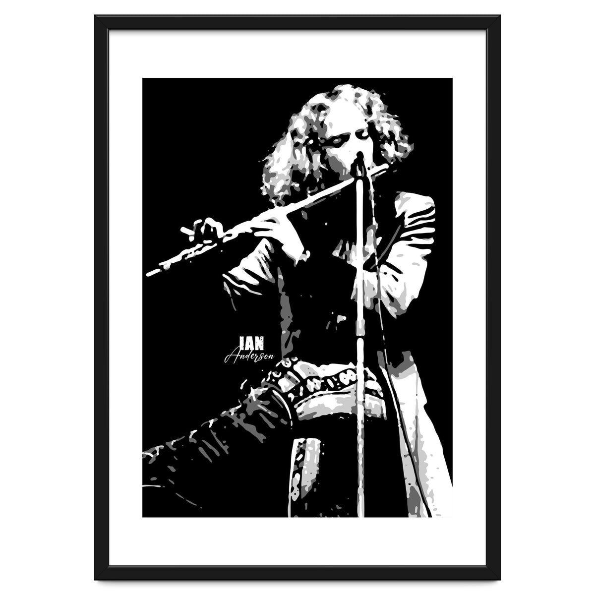 Ian Anderson British Musician Legend in Grayscale