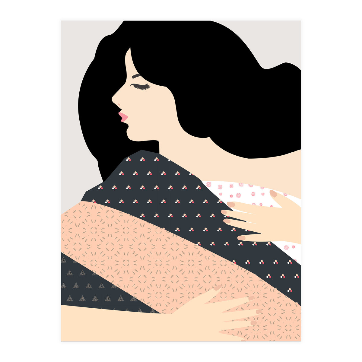 Not Today, Sleepy Lazy Woman In Bed, Quirky Eclectic Blanket Cozy Sleep In Illustration (Print Only)