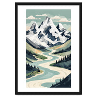 Majestic Alpine Peaks: Organic Modern Landscape Art