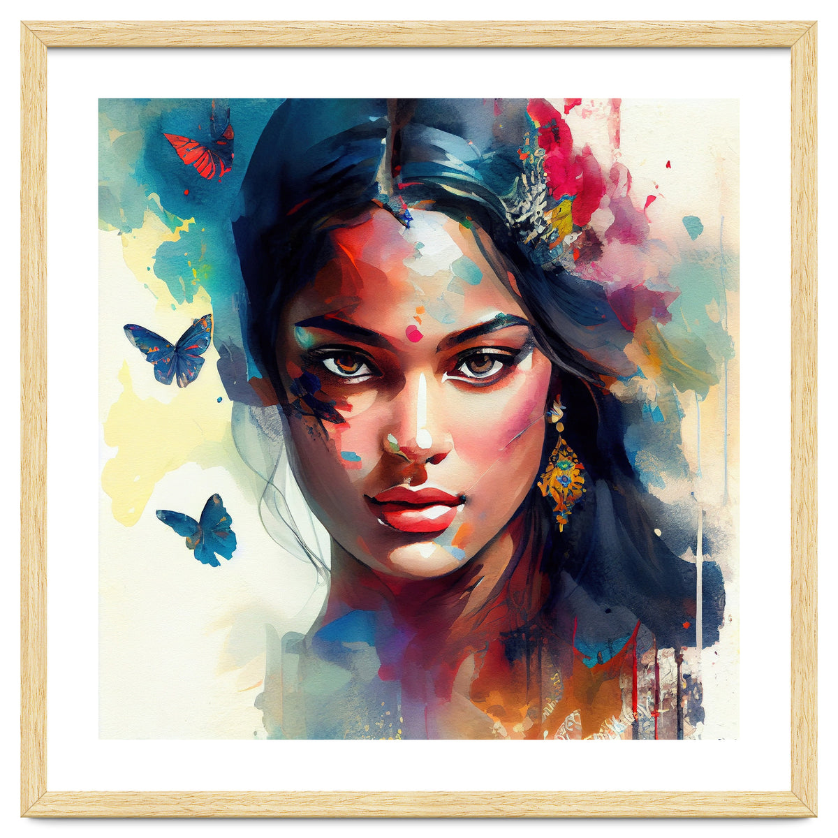 Azure Butterflies Hindu Portrait