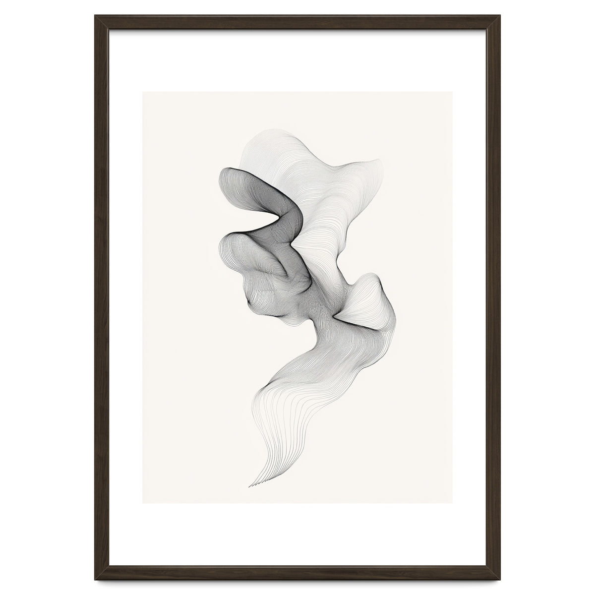 Abstract Black And White Swirling Lines Flowing Form