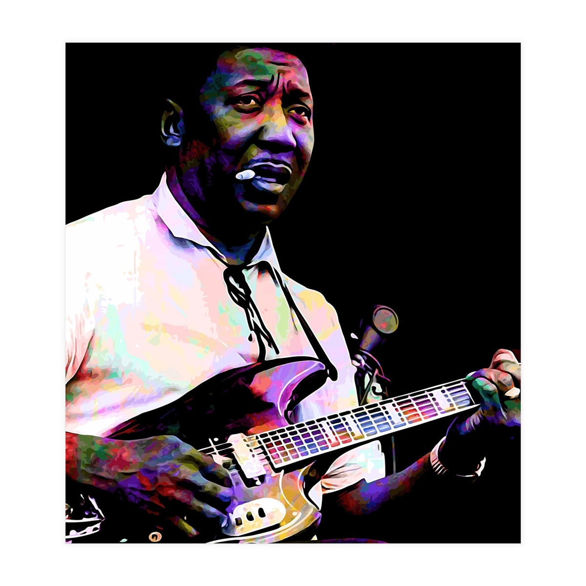 Muddy Waters American Blues Singer Legend Colorful Art (Print Only)