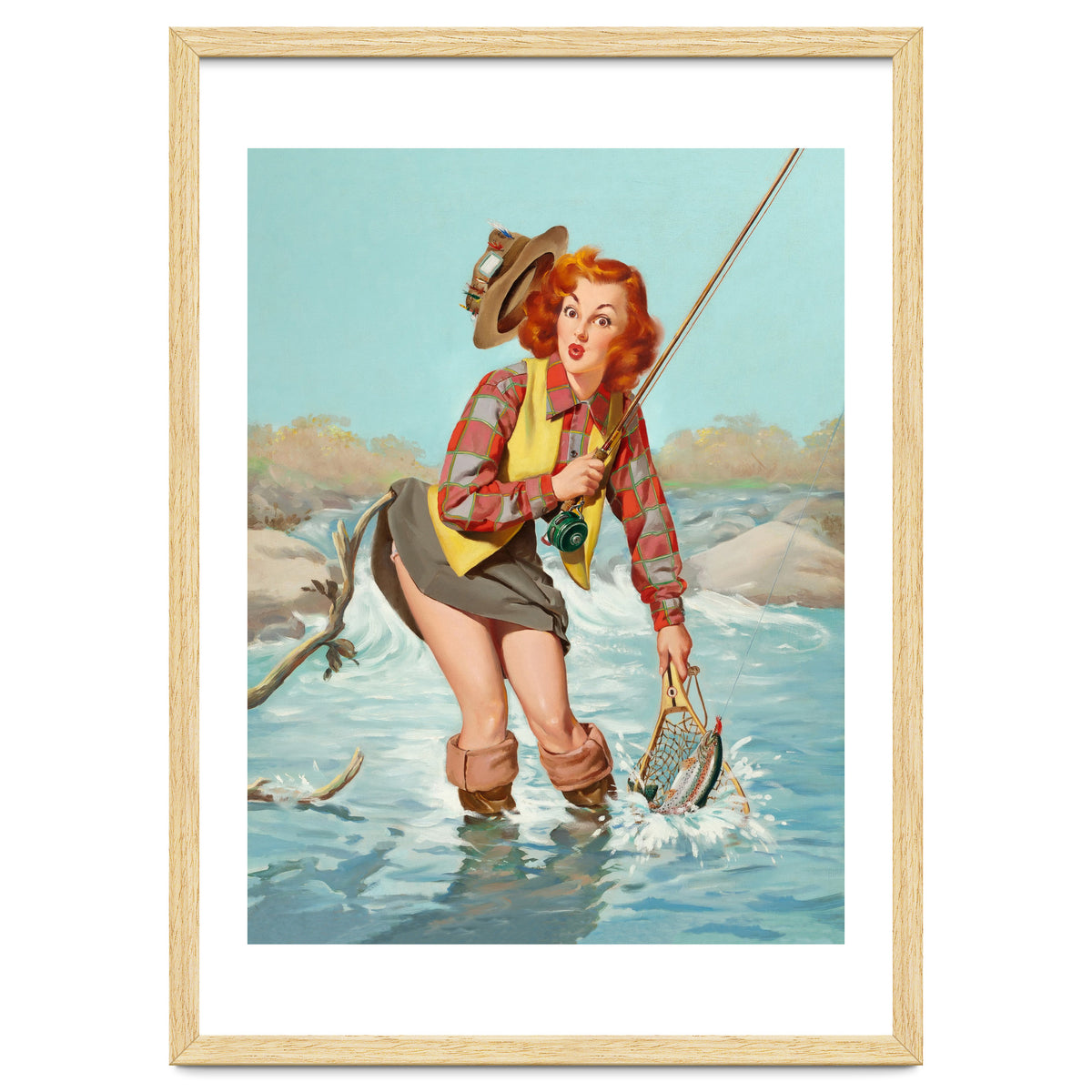 Sexy Pinup Girl On Fishing Accident