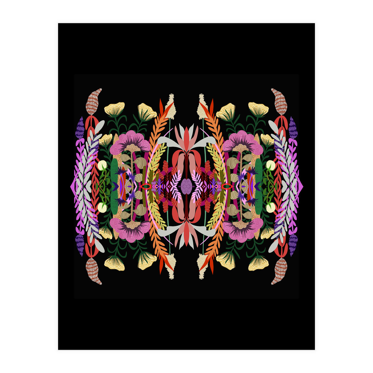 The Butterfly Effect Series 01, Paint Blot Mirror Colorful, Symmetrical Graphic, Eclectic Mandala (Print Only)