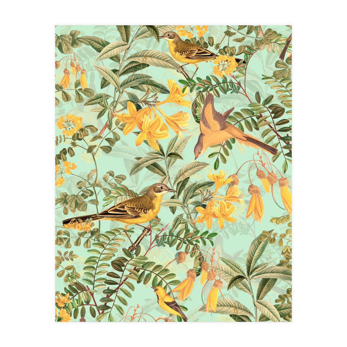 Yellow Birds in Tropical Jungle Paradise (Print Only)