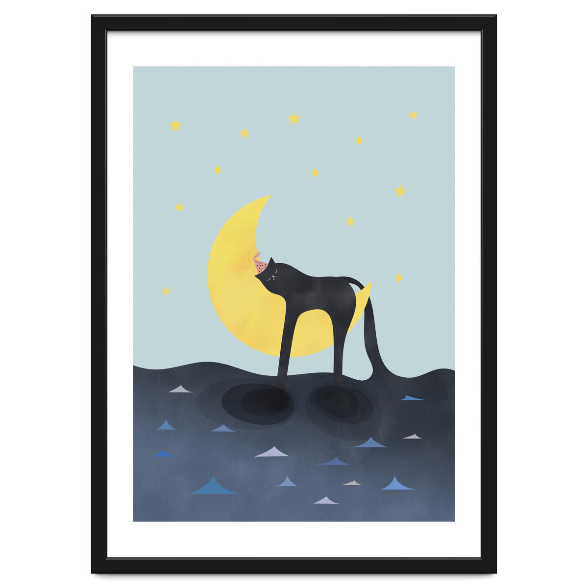 Beauty Sleep - Melting Cat on the crescent moon