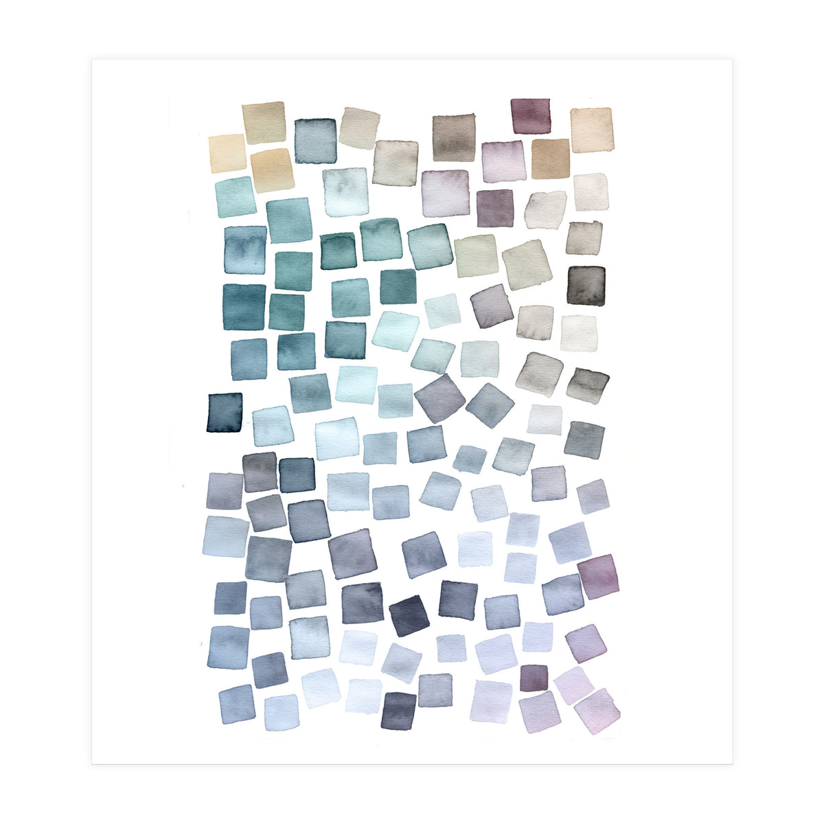 Watercolor Geometric Square Shapes Cozy (Print Only)