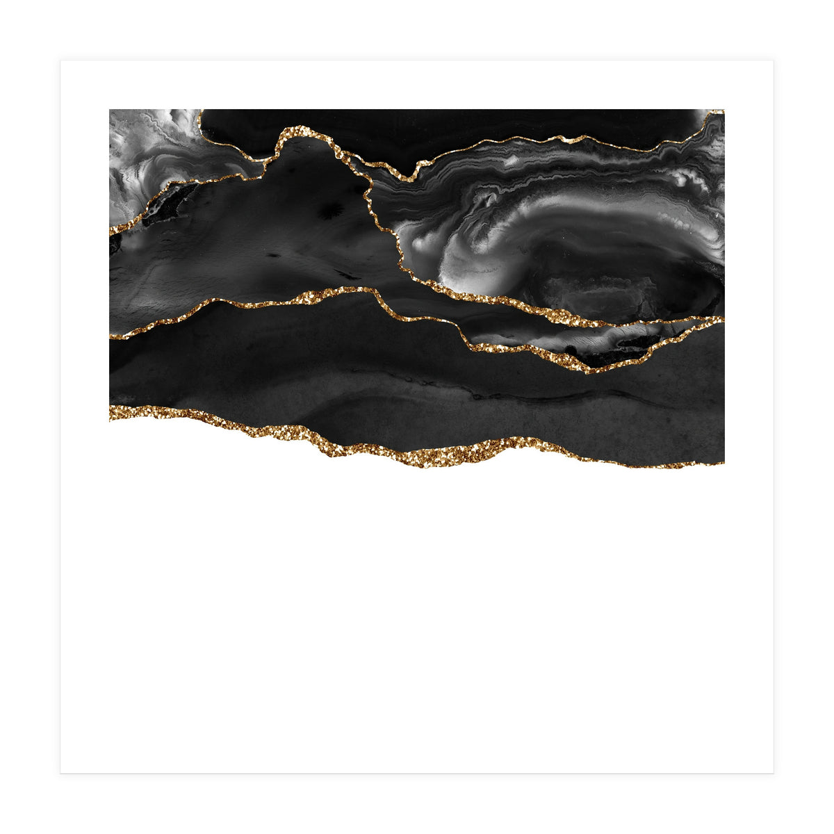 Black & Gold Agate Texture 05  (Print Only)