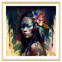 Floral Native Asian Warrior Portrait