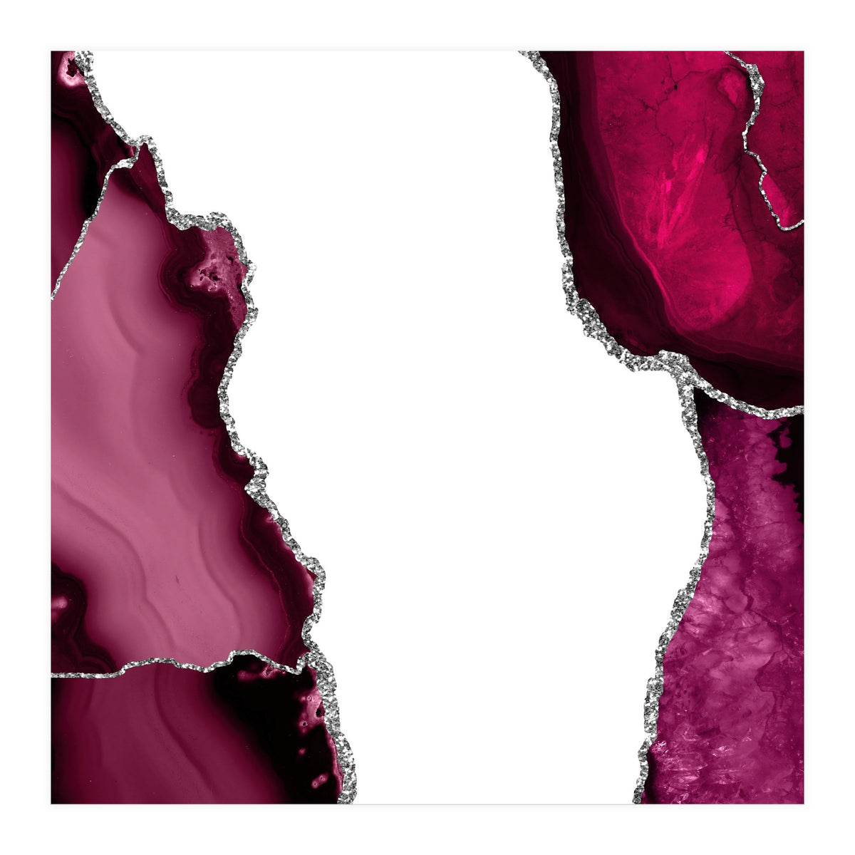 Burgundy & Silver Agate Texture 07  (Print Only)