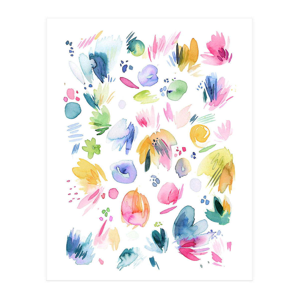 Abstract Watercolor Summer Flowers I (Print Only)