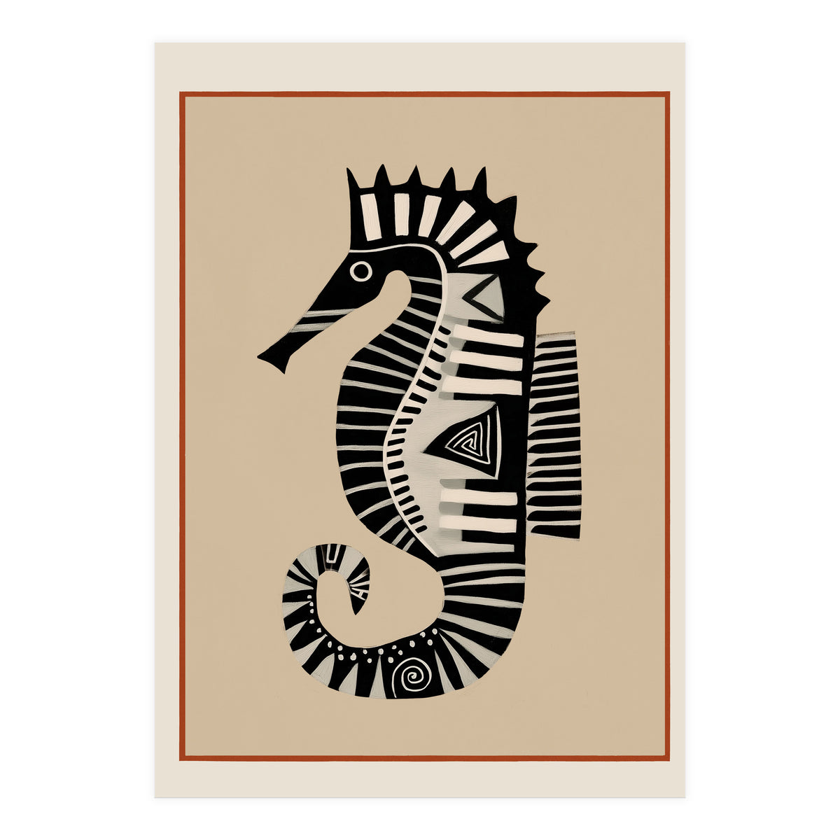 Striped Seahorse II (Print Only)